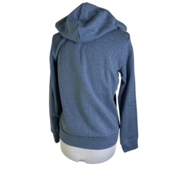 NWT Adidas Full Zip Hoodie Warmup Blue Heather White Stripe Jacket Size L - Picture 6 of 9